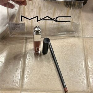 MAC Cosmetics Brown Nude Lipstick & Matching Lip Liner and Christian Dior gloss